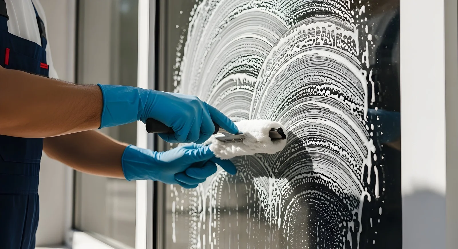 Lavage d'une vitre au mouilleur